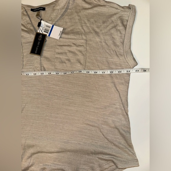 Cable & Gauge Women’s XL Top NWT $58 Tan Short Sleeve High Low Hem Stretch - Picture 4 of 6